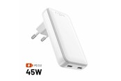 Mobiel - Adapters & Opladers - FIXED Slim GaN 90° Super Fast 2x USB-C charger 45W - White - FIXCG45S-2C-WH