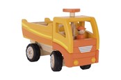 Houten speelgoed - Goki Wooden Dump Truck Orange with Swivel Wheels - 55940