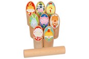 Tuinspellen - Wooden Viking Game Animals Kubb in Cotton Bag - 56648