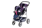 Pop, teddybeer en materiaal - Bayer Design Twin Pram - Navy - 26554AA