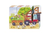 Puzzels - Goki Wooden Block Puzzle Seasons on the Farm 12 pcs. Blok - 57839