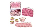 Speelkeuken en apparatuur - Magni Tea set in suitcase - pink flowers - 3903