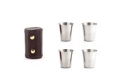 Gadget - Kikkerland Shot Glasses with Leather Case - BA59
