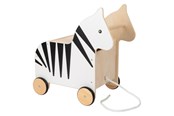 Kinderkamer - Small Foot - Wooden Toy Box and Zebra Wildlife Pull Figure - 12425