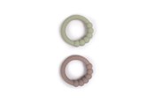 Babyspullen - Filibabba Silicone teether ring 2-pack - Warm Grey + Oil Gre - FI-02754
