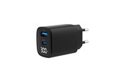 Mobiel - Adapters & Opladers - Gembird Universal GaN USB charger with LCD QC 3.0 & POD 30W 2-port - Black - TA-UC-PDQC30LCD-BK-01