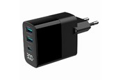 Mobiel - Adapters & Opladers - Gembird Universal GaN USB charger with LCD QC 3.0 & POD 30W 3-port - Black - TA-UC-PDQC30LCD-BK-02