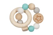 Speelgoed voor baby's - Goki Wooden Gripping Ring Star Light Blue - 65243