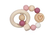 Speelgoed voor baby's - Goki Wooden Gripping Ring Heart Pink - 65244