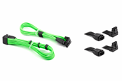 Voedingskabel (intern) - DUTZO Sleeved PCI-E 12V-2x6 verlengkabel duo-verpakking - Lock pin up & down - Groen - DSC-PCEP30TPGRN