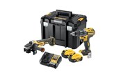 Gereedschap - Dewalt DCK2020P2T-QW 18V XR Carbonless Combi set with drill angle grinder 2x5Ah batteries charger and TSTAK - DCK2020P2T-QW