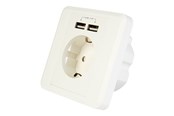 Kabels - diversen - Gembird EnerGenie EG-ACU2A2-01 - power socket-outlet - 1 gang - 1 power socket 2 USB sockets - EG-ACU2A2-01