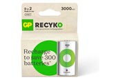Batterijen & batterijgrepen - GP Recyko NiMH 3000mAh D 2's Paper Box - Green - 201250