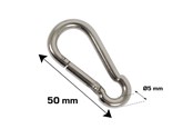 Deurbeugels en scharnieren - Home>it fireman's carabiner Ø5 x 50 mm in stainless steel 2 pcs. - 20463