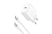 Mobiel - Adapters & Opladers - Joyroom JR-TCF24 USB-C PD 30W QC SFC network charger - white + 1m USB-C cable - 6956116724801