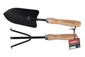 Tuingereedschap - Home>it set with plant trowel & plant cultivator with wooden handle - 5708614920787