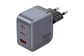 Mobiel - Adapters & Opladers - Vention GaN USB-C+C+A 70W Charger (Gray) - FEXH0-EU