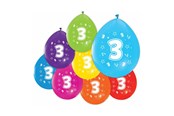 Speelgoed - Globos - Balloons 2-sided Printed Number 3 8pcs. - 512003