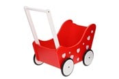Pop, teddybeer en materiaal - Playwood Doll's Pram Red with Hearts - PW 2346