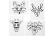 Schrijf- en tekenartikelen - Creativ Company - Shrink Film Sheets with Wild Animal Motifs 4 pcs. - 79067