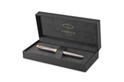 Schrijf- en tekengerei - Parker Sonnet Fountain Pen | Grey Lacquer with Gold Trims | Medium Stainless Steel Nib with Gold Coating | Black Ink Cartridge Refill | Gift Box - 2213721