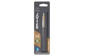 Schrijf- en tekengerei - Parker Jotter Ballpoint Pen | Grey Lacquer with Gold Trims | Medium Point | Blue Ink Refill - 2213724