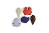 Speelgoed voor baby's - Filibabba Silicone sand toys 5 pieces - Blue Mix - FI-03563