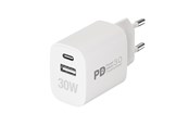 Mobiel - Adapters & Opladers - Vivanco Fast GaN 30W 1xUSB-C PD/ USB-A Home Charger White - 64338