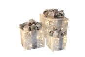 Decoratie - NORDIC WINTER Christmas gifts w/lights - set of 3 pcs - white - 780-051