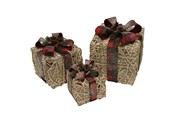 Decoratie - NORDIC WINTER Christmas gifts w/lights - set of 3 pcs - red - 780-052