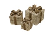 Decoratie - NORDIC WINTER Christmas gifts w/lights - set of 3 pcs - nature - 780-053