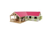Houten speelgoed - Kids Globe - Horse Corner Stable with 3 Boxes and Storage Pink 1:24 - 610210