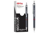 Schrijf- en tekengerei - Rotring Tikky Retro Mechanical Pencils | 2B 0.5 mm | Grey Barrels | with Comfort Rippled Grip | 12 Count - 2202567