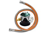 Grill & Accessoires - cozze Regulator w/manometer 30 BAR DK-NO-FI-IS 1.1M Steel flex hose Safety manometer for "leak" test. Easy 1/4" thread mounting. - 90800