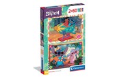 Puzzels - Clementoni Disney Stitch Super Colour Puzzle (2x60) - 24822