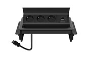 Voedingskabel (extern) - Deltaco OFFICE - power strip - 1x21W A+C USB GST18 cable connector in-desk flip-up - GT-1400