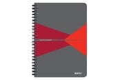 Schrijfblokken, formulieren en notitieboekjes - Leitz Office Notebook A5 squared wirebound with cardboard cover red - 44581025