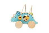 Speelgoed voor baby's - Bigjigs Wooden Push Toy Triceratops with Bead Frame - 36085