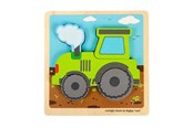 Puzzels - Bigjigs - Wooden Puzzle Tractor with Removable Shapes 5pcs. Hout - 37023