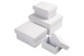 Schrijf- en tekenartikelen - Creativ Company - Rectangular Boxes White with Lid 4 pcs. - 264050