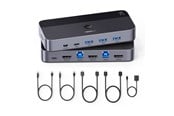 KVM Switch - UGREEN HDMI KVM Switch 2 In 1 4K@60Hz USB 3.0 Switch (3*USB 3.0+ USB C) 2 USB Cables and 2 HDMI Cables - 15707-UG