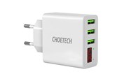 Mobiel - Adapters & Opladers - Choetech 15W 3-Port USB-A Wall Charger with Display White - C0027-WH