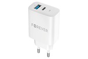 Mobiel - Adapters & Opladers - Forever 30W charger 1 x USB-C PD & 1 x USB-A QC white - GSM172201