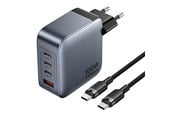 Mobiel - Adapters & Opladers - Vention Power Charger 3x USB-C 1x USB-A 100W with 1m USB-C Cable - Grey/Black - TZ-FETH0-EU