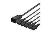 Voedingskabel (intern) - Deltaco - power splitter - IEC 60320 C20 to power IEC 60320 C13 - 1 m - DEL-113M