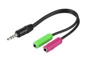 Audiokabel - Vivanco 1×4 pin plug – 2x 3.5mm 3pin socket 0.1m - 4008928454994