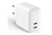 Mobiel - Adapters & Opladers - Aukey PA-B4 Omnia Duo 65W Dual-Port PD Wall Charger with GaNFast Tech - PA-B4 White