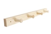 Deurbeugels en scharnieren - Home>it Coat rack 4 hooks pine wood natural RETRO - 12302