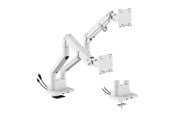 Monitorbevestiging - DUTZO Monitor arm voor 2 monitor (24" - 45") - Heavy Duty Deluxe met USB A & C-poorten - Wit - MMHDDLX-2W