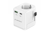 Voedingskabel (extern) - Gembird Grounded universal travel power adapter - 20W - TPA-EU1A1C20-01-W